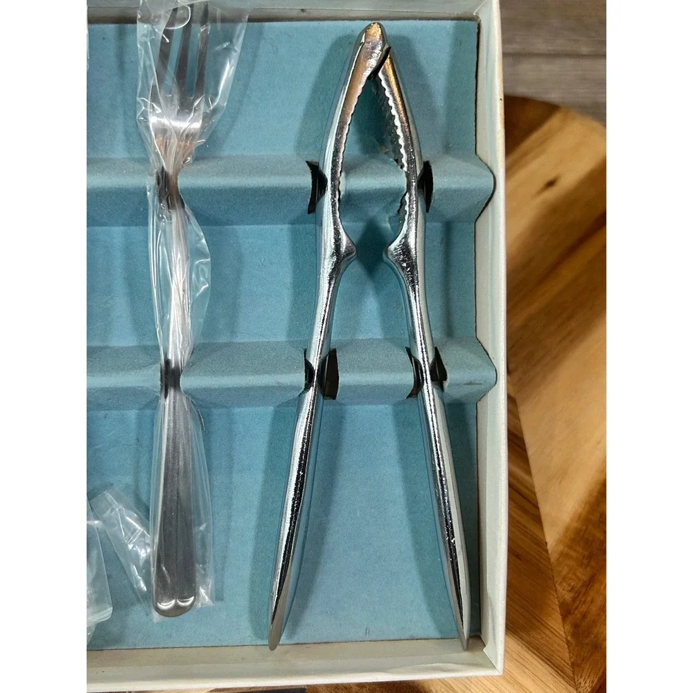 Vintage Boxed Lobster Crab Seafood Cracker Fork Utensil Set 5 Piece